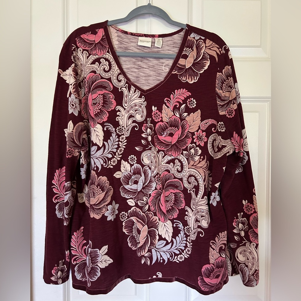 Chico’s Zenergy Long Sleeve Floral Top - GUC